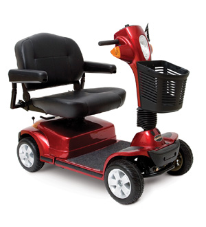 pride mobility 4 wheel electric scooter red